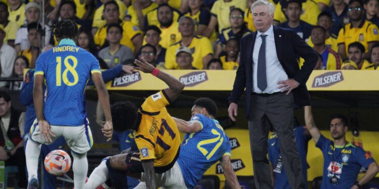 Brasil joga mal e fica no 0 a 0 com o Equador na estreia de Ancelotti