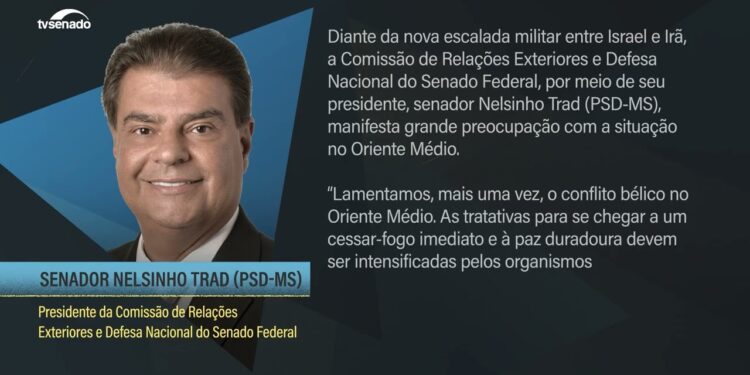 CRE pede tratativas para cessar-fogo imediato entre Israel e Irã — Senado Notícias