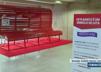 Banco vermelho é instalado no Senado para alertar sobre feminicídio — Senado Notícias