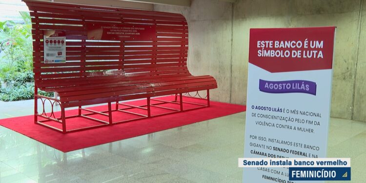 Banco vermelho é instalado no Senado para alertar sobre feminicídio — Senado Notícias